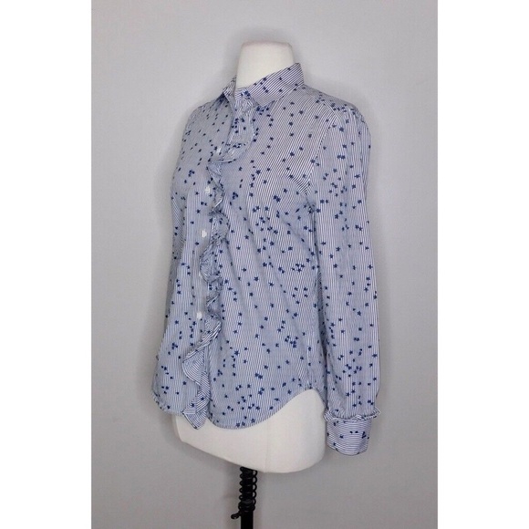 EQUIPMENT Jesper Star Striped Poplin Blouse Top Button Down Shirt X-Small - Picture 7 of 16